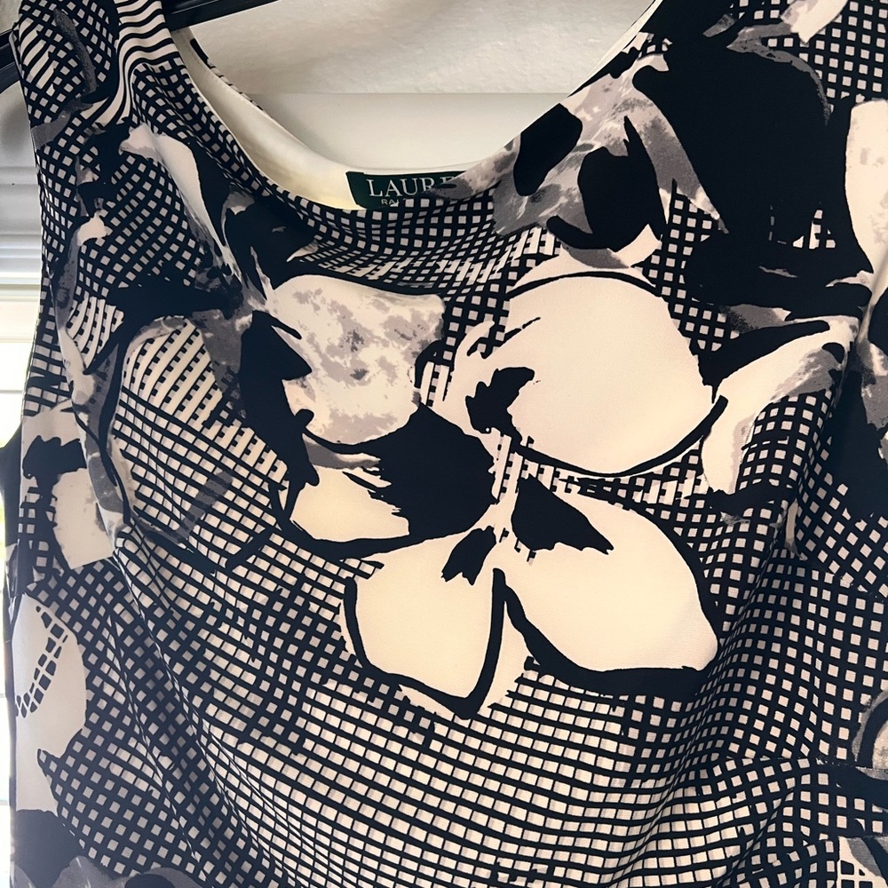 Ralph Lauren Black and White Floral Midi Dress - Picture 2 of 3